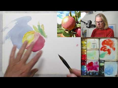 Lesson 01  How to paint an apple in watercolor with Amir Nir  Online lesson