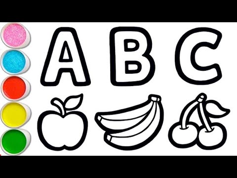 ABC Learn FRUITS  Painting and Colouring for Kids amp Toddlers apple banana stawberry orange yt