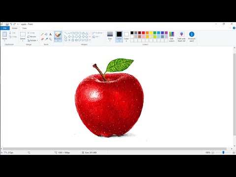 How to draw an Apple step by step in Ms Paint  Computer Drawing  Tutorial