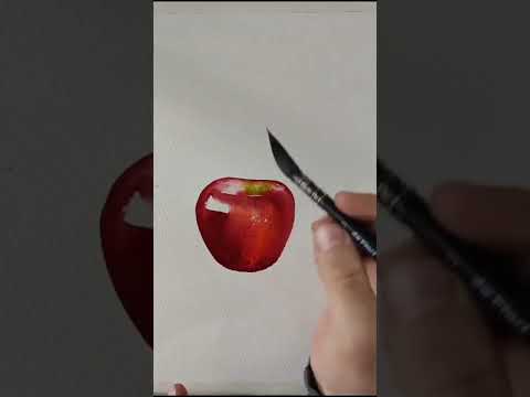 How to paint red apple in watercolor painting  shorts
