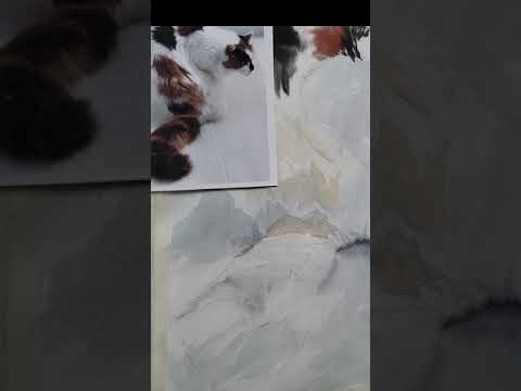 How to paint a fluffy cat tail with watercolor for beginners shorts