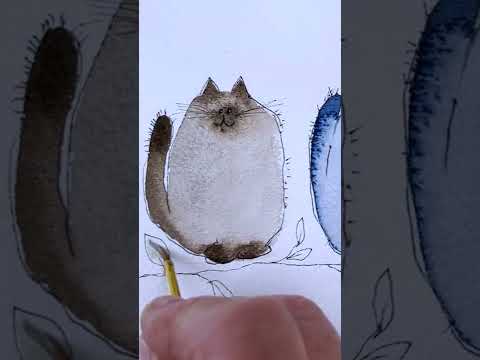 Cute Watercolor Cats for Beginners  Timelapse Preview of Realtime Tutorial shorts nowpaintthis