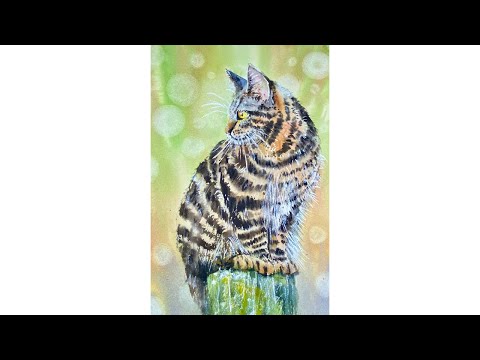 Cat Watercolour Painting  Fur amp Bokeh