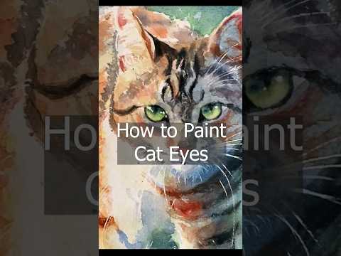 How to paint cat eyes  1 minute watercolor tutorial