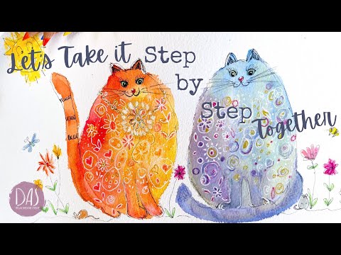 How to Draw Paint and Embellish Cute Cats in Watercolor  Easy Step by Step Tutorial for Beginners