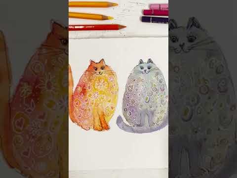 How to Paint Cute Cats in Watercolor  Timelapse Preview of Full Realtime Tutorial shorts