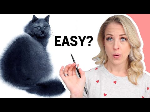 The Easiest Wet in Wet Watercolor Black Cat Painting Tutorial