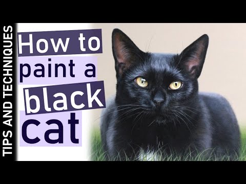 How to paint a black cat in acrylics  Painting black fur