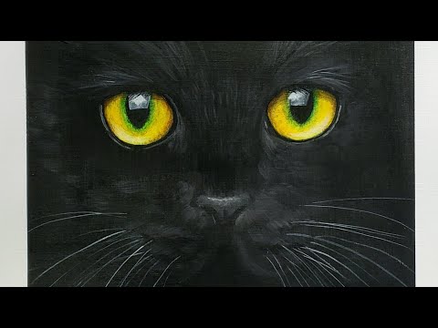 Black Cat Acrylic Painting LIVE Tutorial