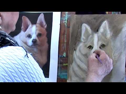 Oil Painting a Dog Portrait Part One in comparing oil to acrylic