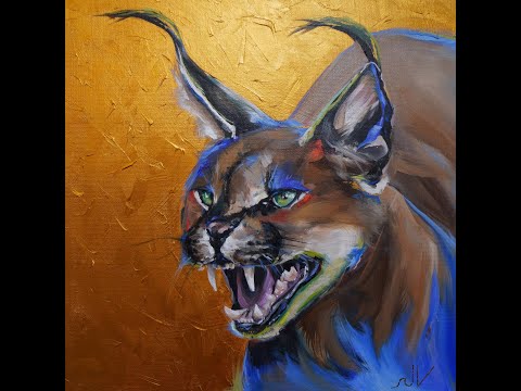 Caracal  Oil amp Acrylic on canvas by Jana Voscort  Photo reference Sasan Amir