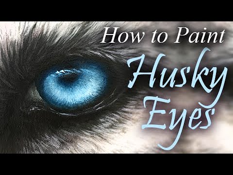 How to Paint BLUE HUSKY EYES with Oil Paint or Acrylic Paint  Blue Dog Eye Tutorial  Oil Painting