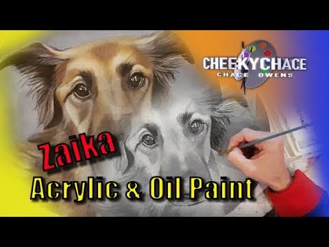 How to paint a dog on canvas with Acrylic and oil