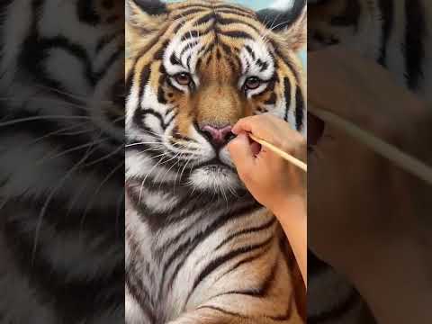 Realistic Tiger oil painting  How to paint a tiger  Tiger acrylic painting  Time lapse painting