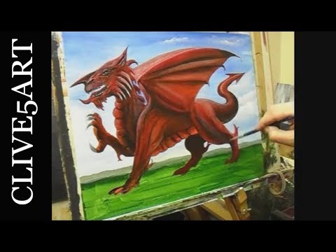 Welsh Dragon Acrylic Painting