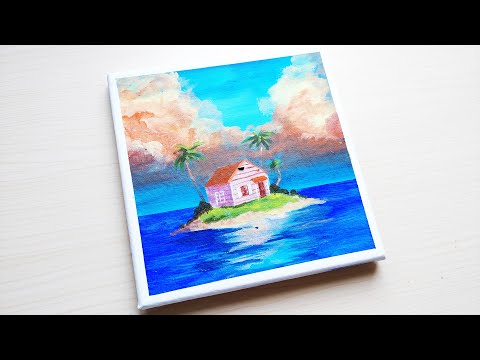 Small island  Dragon Ball  Easy Acrylic Painting 090  Speed Up