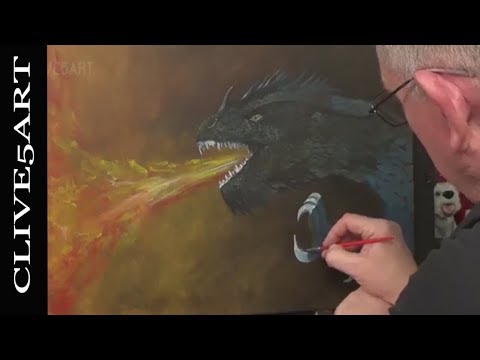 How To paint a Fire Breathing Dragon Acrylic Painting tutorial for Beginners