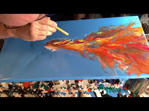Dragon Attack Dragon Themed Fluid Acrylic Dutch Pour Painting