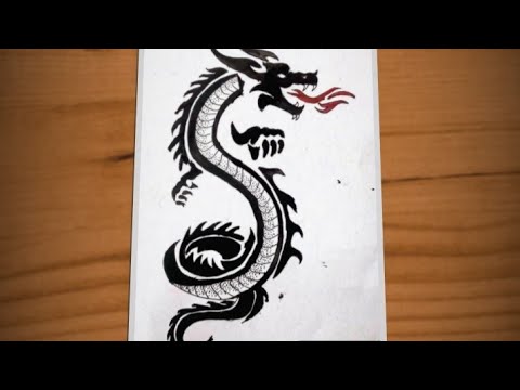 The dragon tattoo by using acrylic paint 