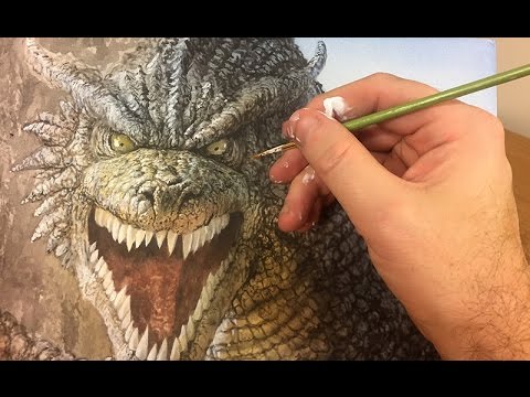 Painting a dragon with acrylics sped up video