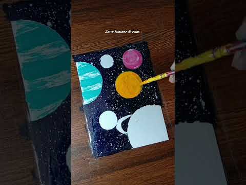 Beautiful Space and galaxy painting with poster colours   shorts space drawing