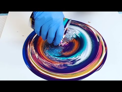 Crazy Rainbow Galaxy  Galaxy Pour  Acrylic Fluid Art