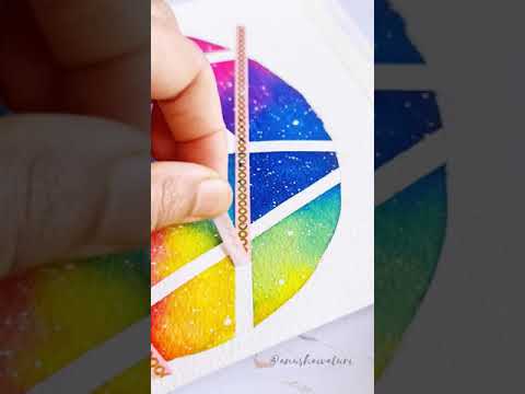 Watercolor Rainbow Galaxy painting video  Watercolor art  Geometric Artwork  Satisfying art video