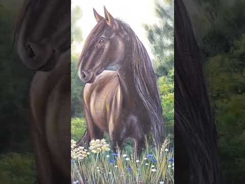 Black Horse in Wildflowers Acrylic Painting Tutorial Patreonexclusive Bonus Video