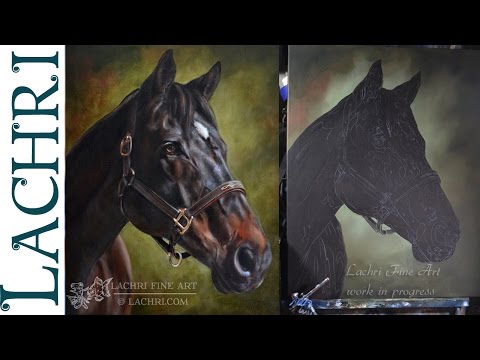 Speed Painting horse  oil over acrylic  Time Lapse Demo by Lachri