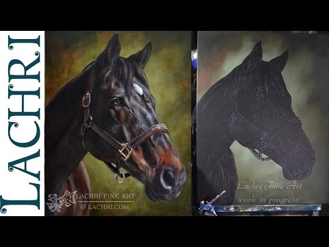 Speed Painting horse  oil over acrylic  Time Lapse Demo by Lachri