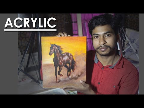 Acrylic Painting  A Running Brown Horse  Techniques to follow  Artist  Supriyo