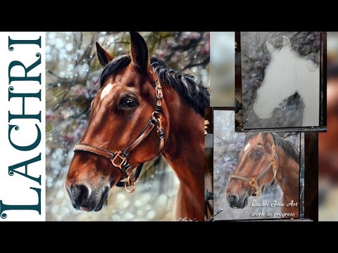 Speed Painting a horse in oil amp acrylic paint  Time Lapse Demo by Lachri