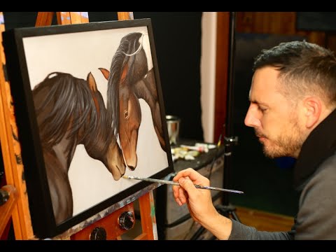 How To Paint Horses  A guided time lapse painting in acrylic with Tim Gagnon Studio