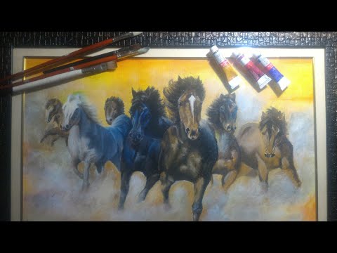 Running horses oil  acrylic painting time lapse