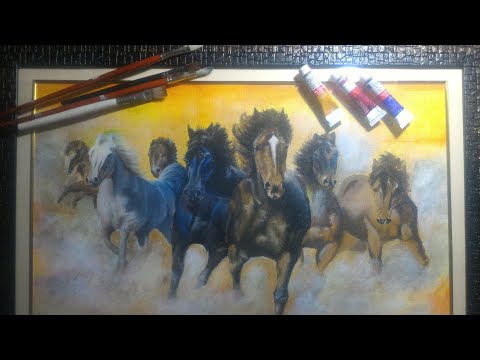 Running horses oil  acrylic painting time lapse