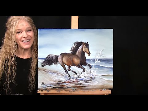 Learn How to Draw and Paint quotBEACH HORSEquot with AcrylicsPaint amp Sip at HomeBeginner Animal Portrait