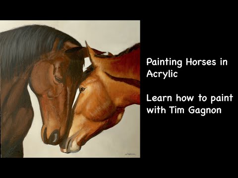 Painting horses in acrylic  learn to paint animals  time lapse episode 1 with Tim Gagnon