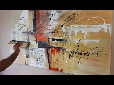 Abstract painting  Different tools and techniques  Easy  Acrylics  Demonstration