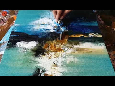 Abstract painting  Demonstration of Abstract painting in Acrylics  Palette knife