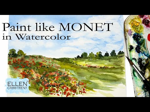 Paint like Monet using Watercolor Impressionism Landscape  painting