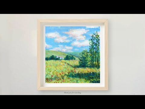 Easy Monet Painting for Beginners  Impressionist Landscape  Acrylic