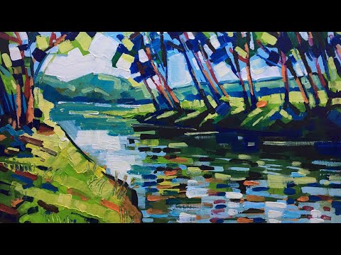 Impressionist landscape with acrylic Painting a river Plein air Art techniques Enrique Zaldivar