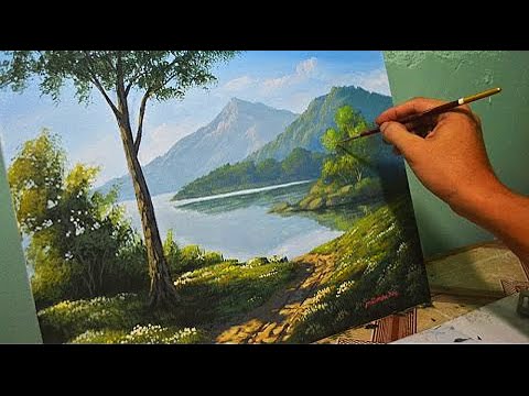 Acrylic Landscape Painting Lesson  Morning in Lake by JmLisondra