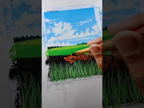 landscape painting  with Poster Colors  39flowers scenery39   shorts