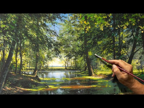 How to Paint a Summer Landscape quotQuiet pondquot Acrylic Painting 109 photos 2022