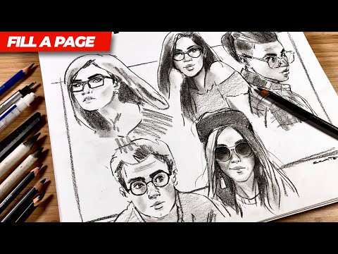 How I DRAW faces with PENCIL Glasses Portraits