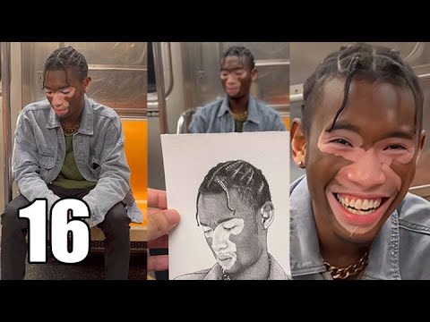 Drawing stranger39s portraits on NYC subway and getting their reactions Awesome reactions