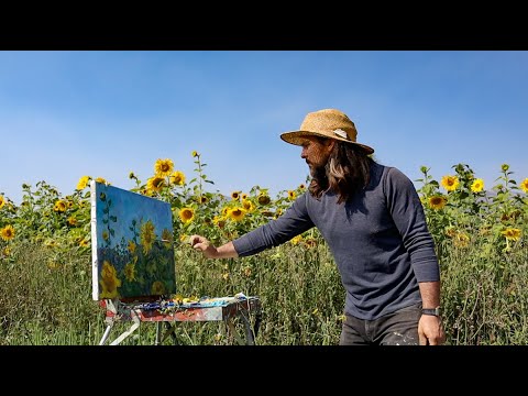 Plein Air Painting Farm Sunflowers