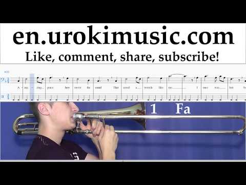 Trombone lessons Amazing  Grace Sheet Music Tutorial Part2 umb352