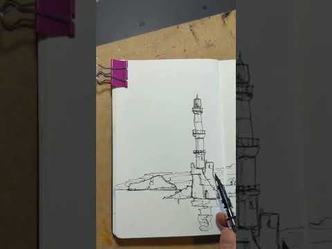 Daily Sketching  Drawing and Painting a Lighthouse  Urban sketch tutorials